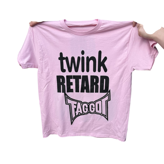 Twink Retard Faggot And I Have A Gun T-Shirt White HARDCORE THOUGHTS X JUNA COLLAB
