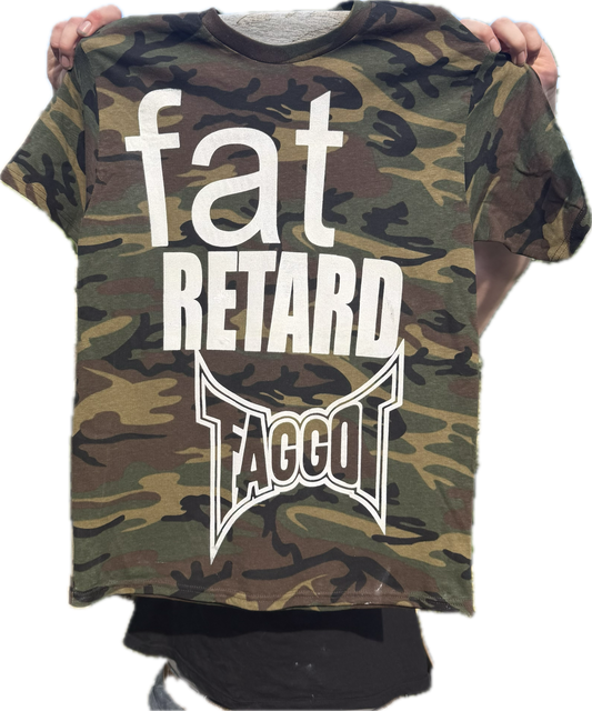 CAMO Fat Retard Faggot And I Have A Gun T-Shirt Black HARDCORE THOUGHTS X JUNA COLLAB